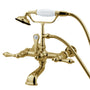 Vintage 7" Spread Wall Mount Leg Tub Filler With Hand Shower