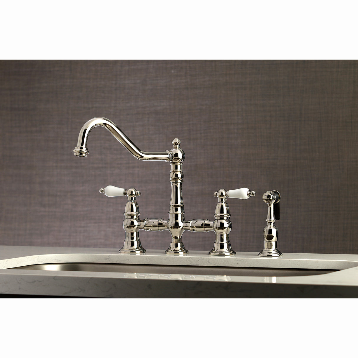 Restoration 8" Bridge Kitchen Faucet With Sprayer