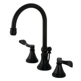 NuFrench Widespread Bathroom Faucet with Brass Pop-Up