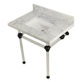 Templeton 30" x 22" Carrara Marble Vanity Top with Clear Acrylic Console Legs