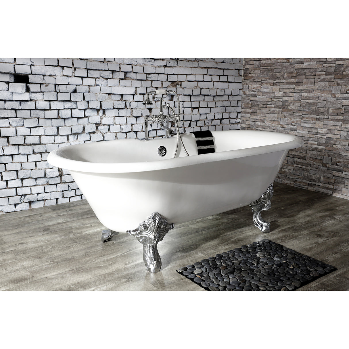 Cast Iron Double Ended Clawfoot Tub with 7 - Inch Faucet Drillings - BUILDMYPLACE