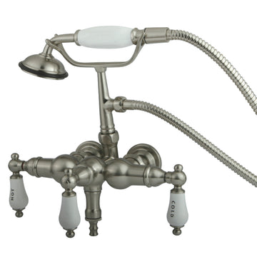 Vintage 3.4" Spread Wall Mount Tub Faucet With Hand Shower