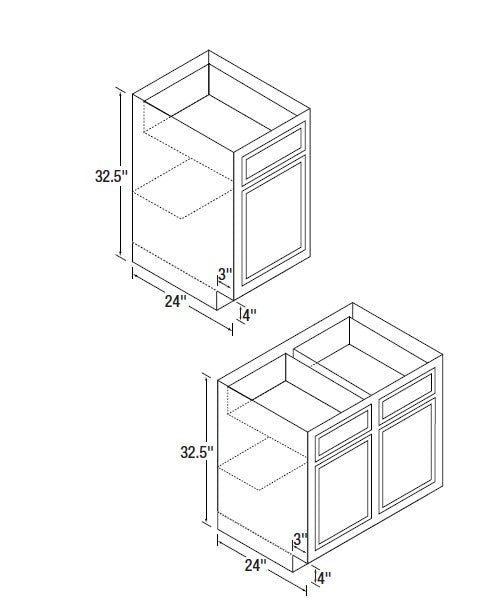 24 inch Wide ADA Cabinets - Single Door - Glenwood Shaker - 24 Inch W x 32.5 Inch H x 24 Inch D