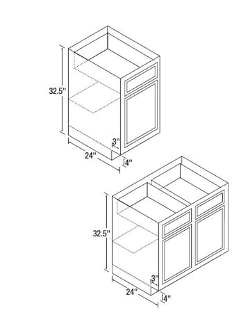 30 inch Wide ADA Cabinets - Warmwood Shaker - 30 Inch W x 32.5 Inch H x 24 Inch D