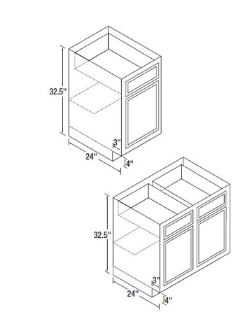 15 inch Wide ADA Cabinets - Single Door - Glenwood Shaker - 15 Inch W x 32.5 Inch H x 24 Inch D