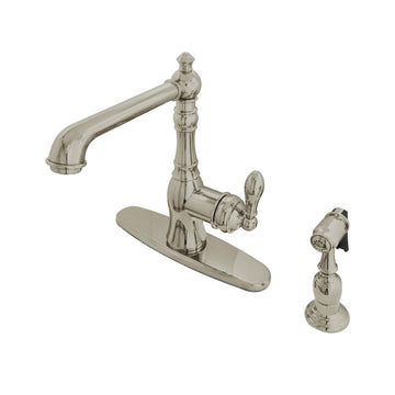 Gourmetier American Classic Single Handle Kitchen Faucet With Brass Sprayer