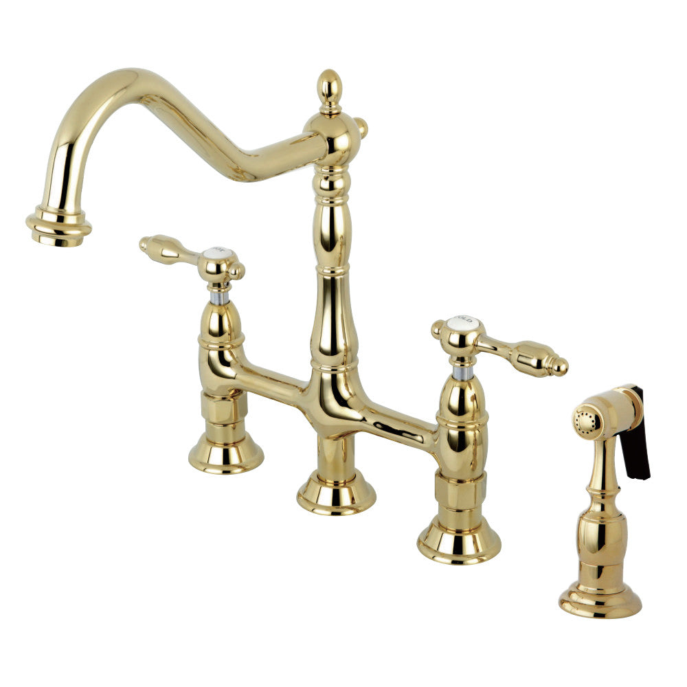 Tudor 8 Inch Center Kitchen Faucet With Brass Sprayer