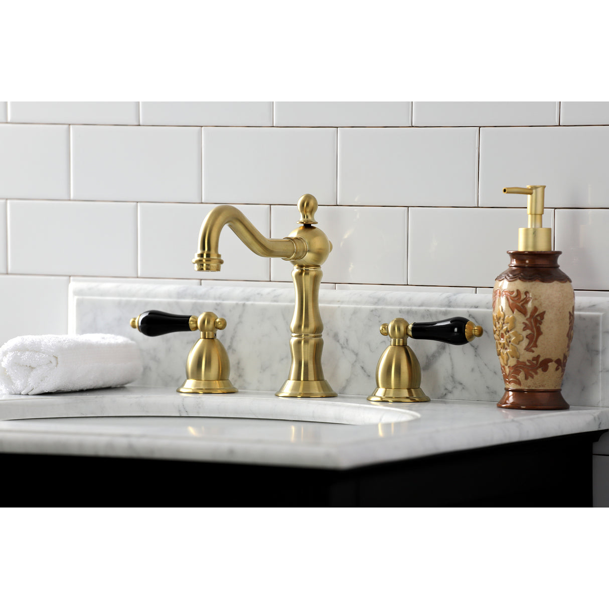 Widespread Bathroom Faucet w/ Brass Pop-Up