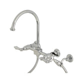 Restoration Traditional Wall Mount Bridge Kitchen Faucet with Brass Sprayer