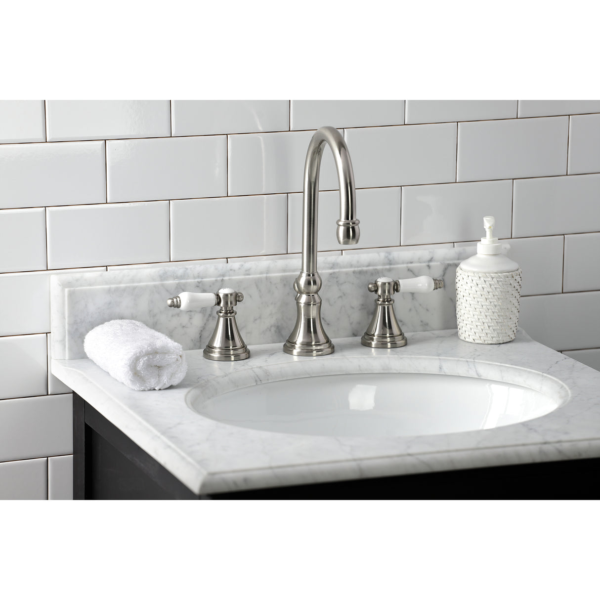 Bel Air Widespread Bathroom Faucet with Brass Pop Up - BUILDMYPLACE