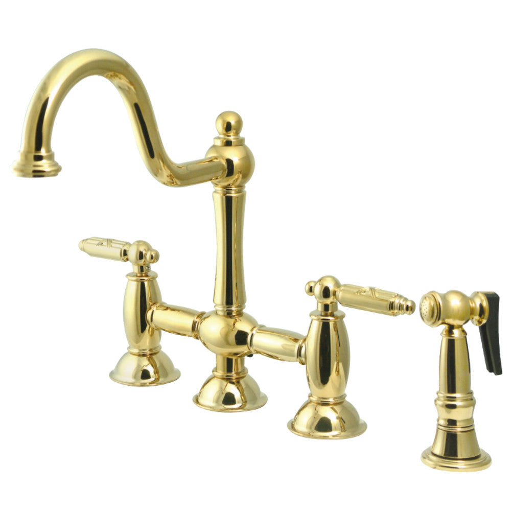 Restoration Bridge Kitchen Faucet with Brass Sprayer