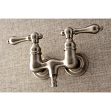 Vintage 3.4" Wall Mount Two Handle Tub Faucet, 2.1" In Spout Reach