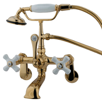 Vintage Adjustable Center Wall Mount Tub Faucet & Hand Shower Included