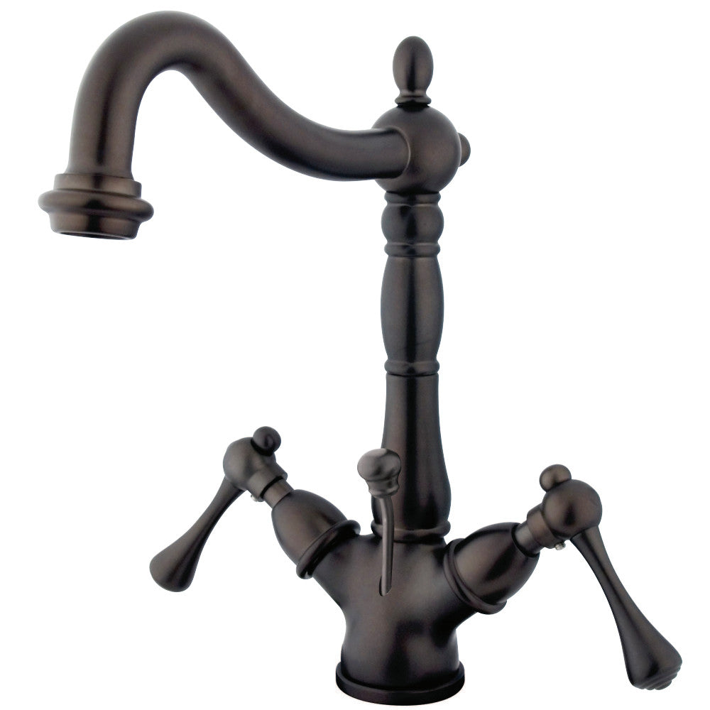 Heritage Two Handle Single Hole Deck Mount Bathroom Sink Faucet with Brass Pop Up And Cover Plate