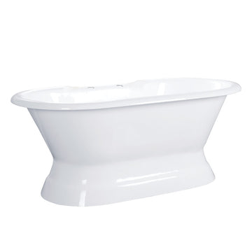 Cast Iron Double Ended Pedestal Tub with 7-Inch Faucet Drillings, White
