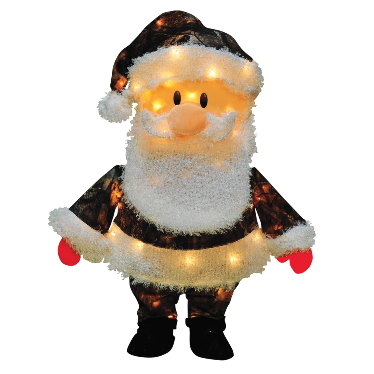 24" Pre-Lit Candy Lane Santa Claus in Camo Christmas Outdoor Decoration - Clear Lights
