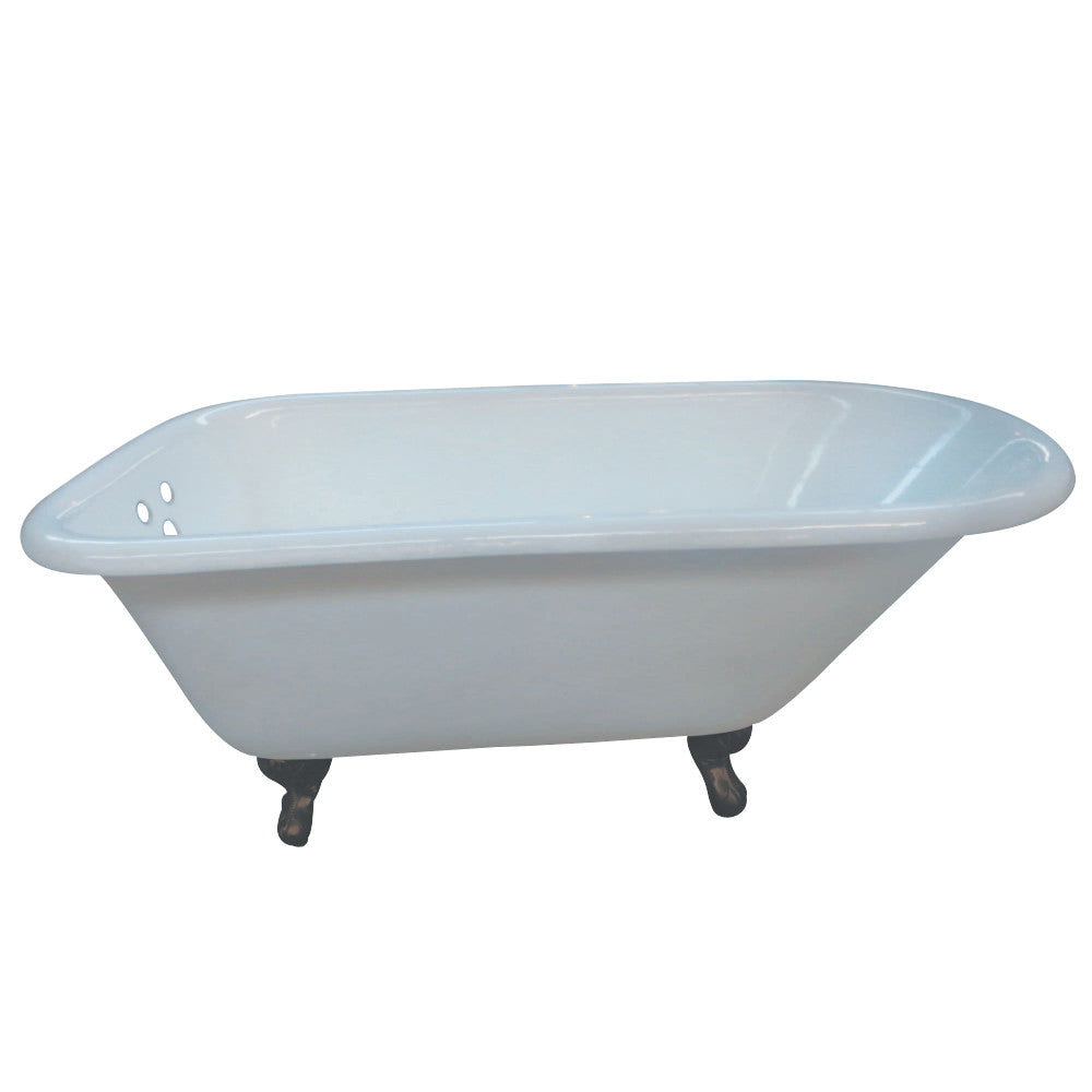 Cast Iron Roll Top Clawfoot Tub with 3 - 3/8 Inch Wall Drillings - BUILDMYPLACE