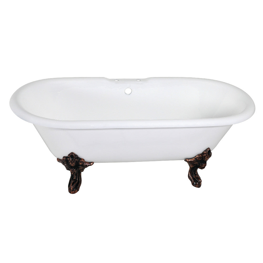 Cast Iron Double Ended Clawfoot Tub with 7 - Inch Faucet Drillings - BUILDMYPLACE