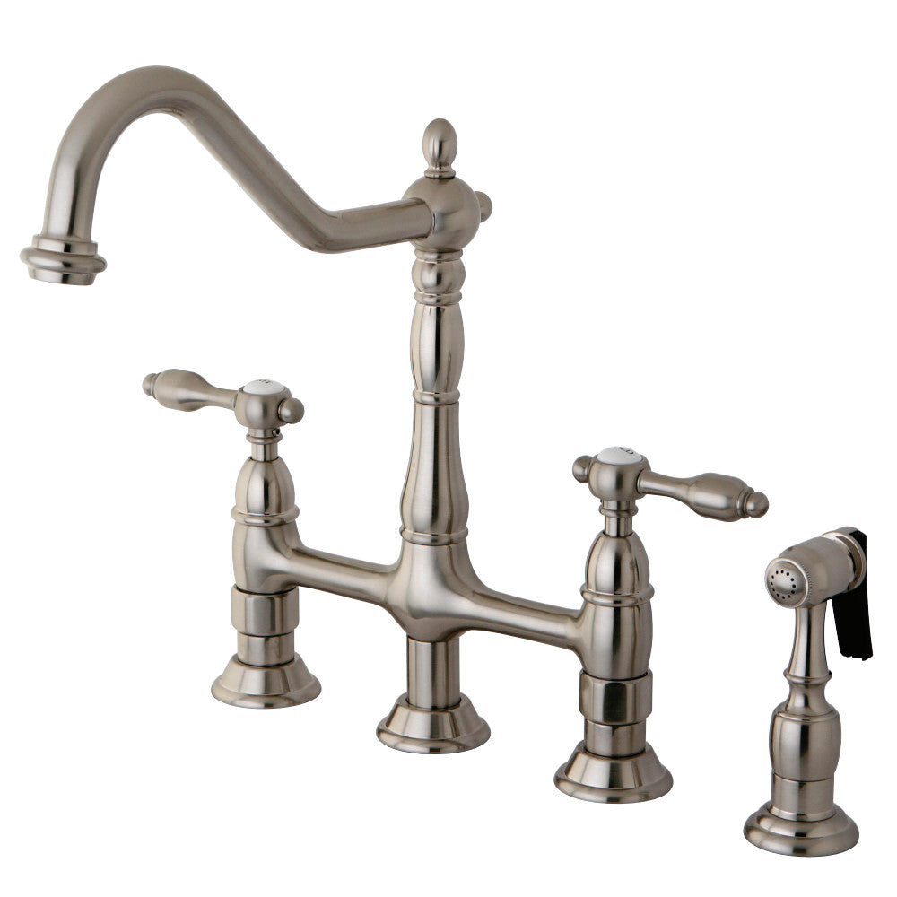 Tudor 8 Inch Center Kitchen Faucet With Brass Sprayer