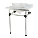 Templeton 30" x 22" Carrara Marble Bathroom Console Vanity with Acrylic Pedestal