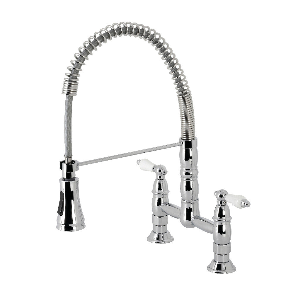 Heritage Two-Handle Traditional Deck-Mount Pull-Down Sprayer Kitchen Faucet