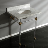 Templeton 30" x 22" Carrara Marble Bathroom Console Vanity with Acrylic Pedestal