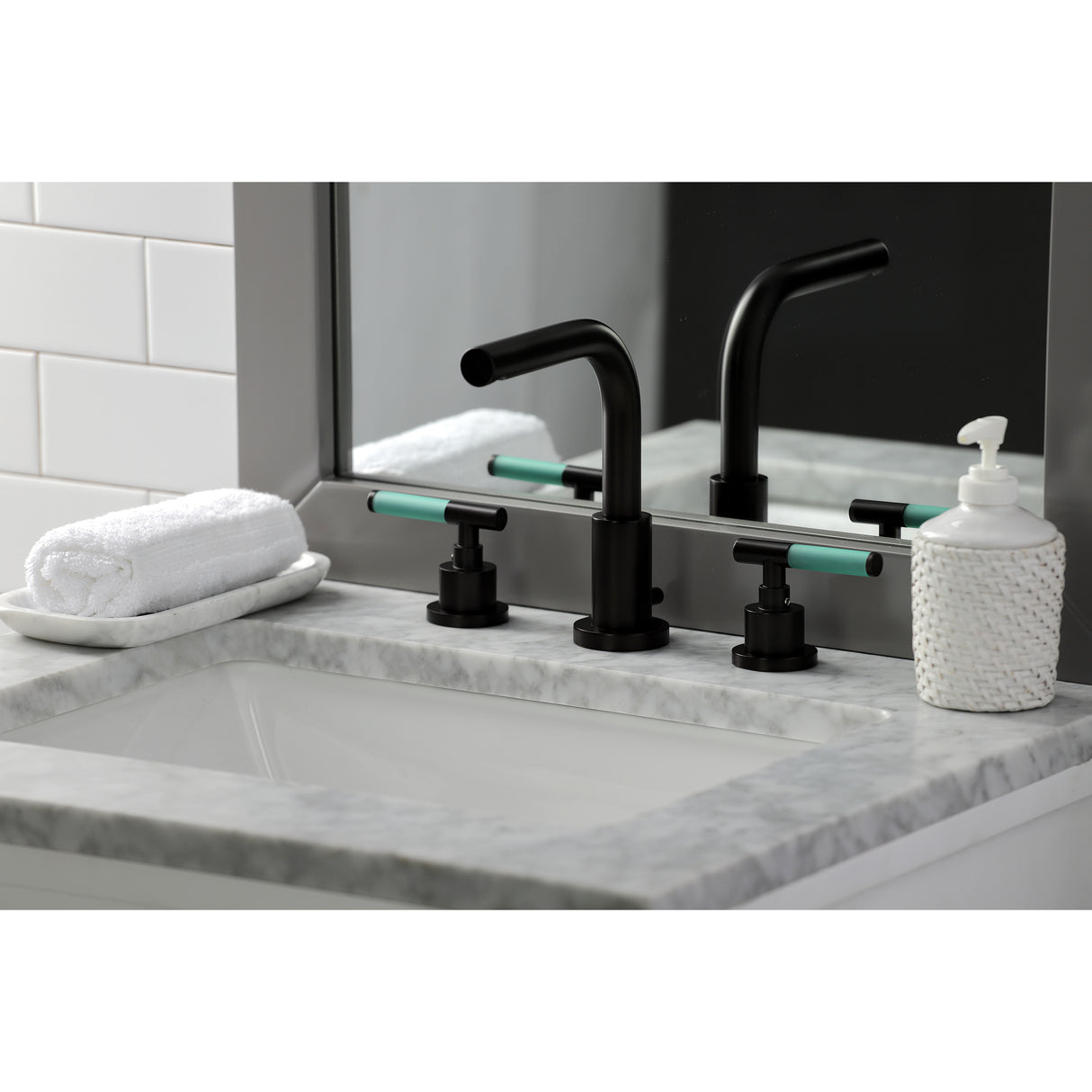 Widespread Bathroom Faucet with Brass Pop-Up