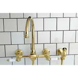 Restoration Wall Mount Bridge Kitchen Faucet with Brass Sprayer