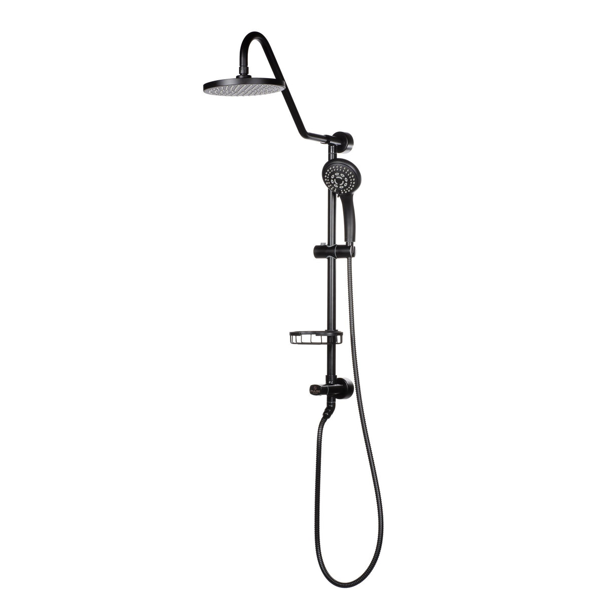 Rain Shower System W/ 8" Showerhead - 36.25"H X 8"W X 23.75"D - Brass - Adjustable Brass Slider - Surface Mounted Shower Systems