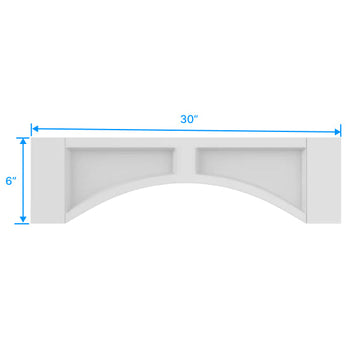 Arched Valance - 30W x 6H x 3/4D - Aria White Shaker - RTA