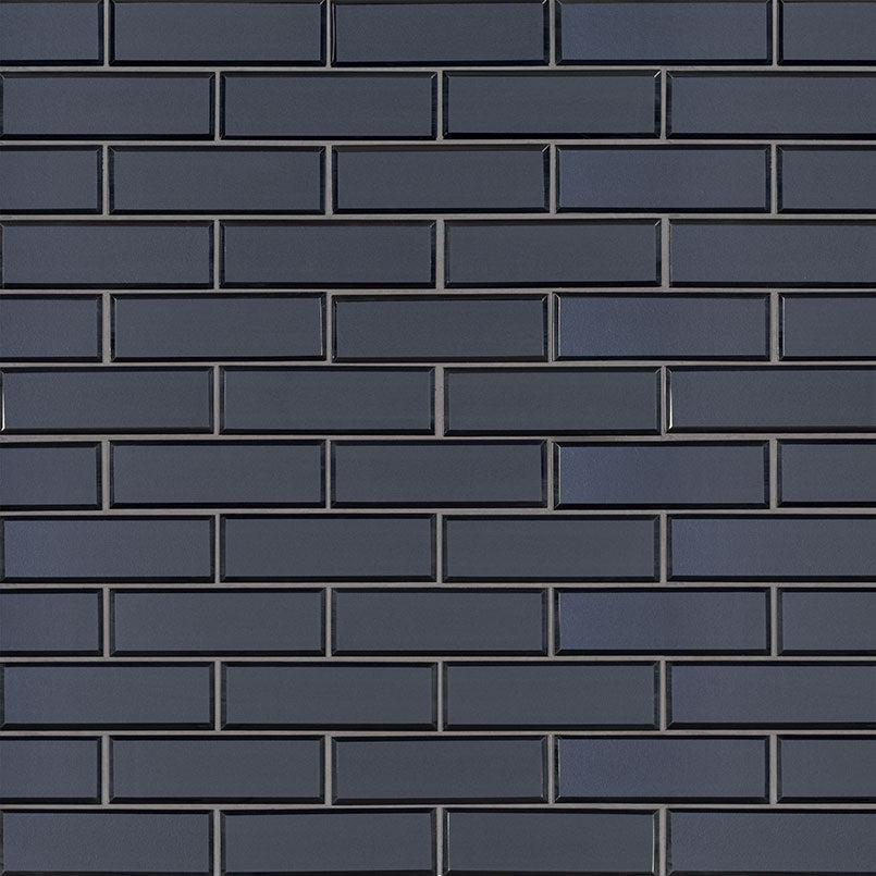 12" X 12" Vague Beveled Blue Glass Subway Brick Mosaic Walls Tile (14.4SQ FT/CTN)