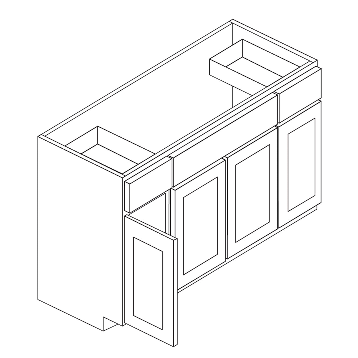 Luxor Espresso - 4 Door Base Vanity Cabinet | 48"W x 34.5"H x 21"D