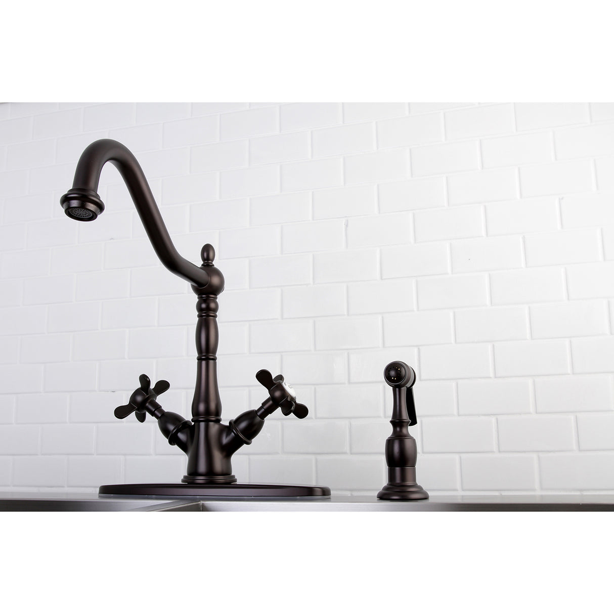 Mono Deck Mount Kitchen Faucet with Brass Sprayer