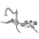 Wilshire Wall Mount Bridge Kitchen Faucet with Brass Sprayer