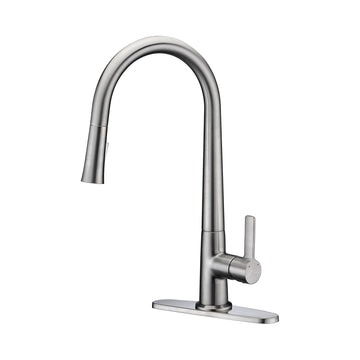 Single Handle Pull Down Sprayer Kitchen Faucet in Brushed