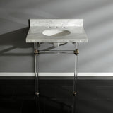 Templeton 30" x 22" Carrara Marble Bathroom Console Vanity with Acrylic Pedestal