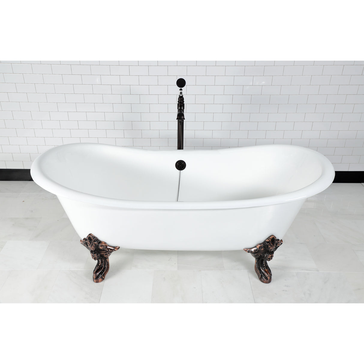 Cast Iron Double Slipper Clawfoot Tub (No Faucet Drillings)