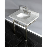 Templeton Vanity with Sink & Brass Feet Combo, 30" x 22", Carrara Marble