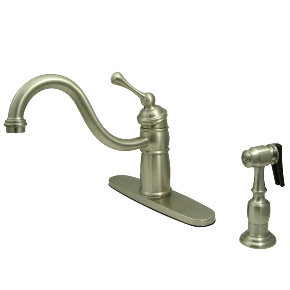 Victorian Mono Block Kitchen Faucet with Brass Sprayer