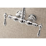 Vintage 3.4" Wall Mount Two Handle Tub Faucet In 4.0" Spout Reach