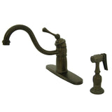 Victorian Mono Block Kitchen Faucet with Brass Sprayer