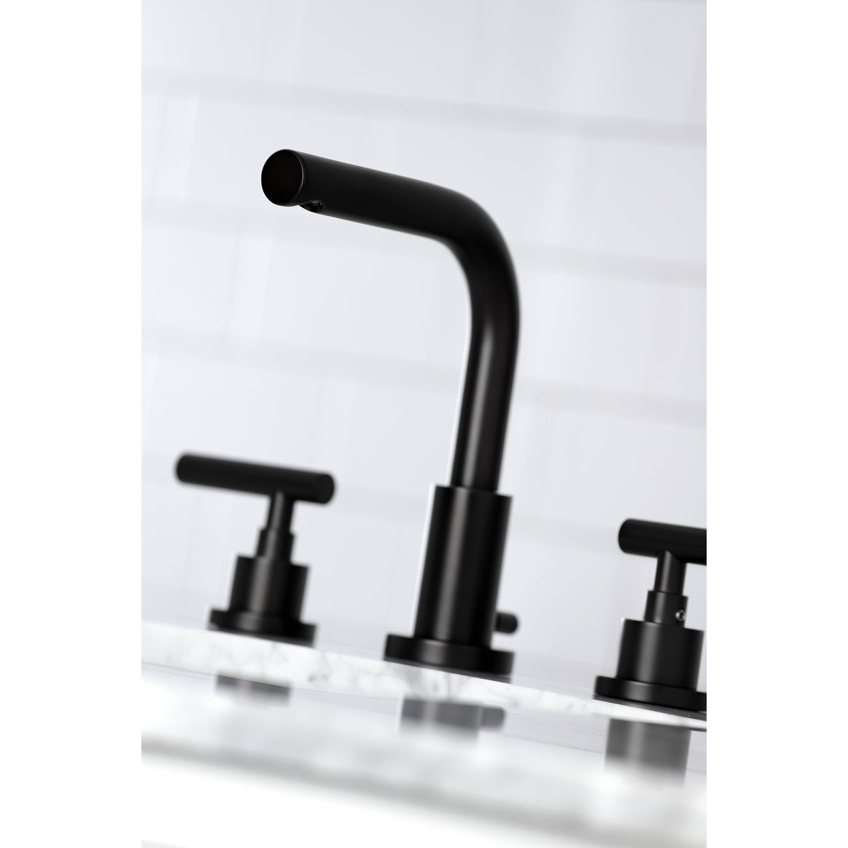 Manhattan Modern Widespread Bathroom Faucet with Brass Pop-Up