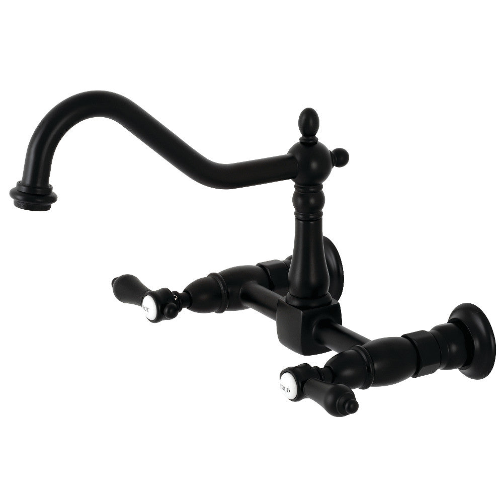 Heirloom Wall Mount Bridge Kitchen Faucet, Matte Black