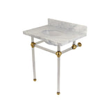 Templeton 30" x 22" Carrara Marble Bathroom Console Vanity with Acrylic Pedestal