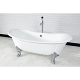 Cast Iron Double Slipper Clawfoot Tub (No Faucet Drillings)