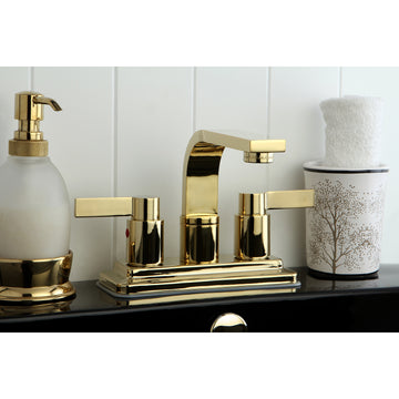 NuvoFusion 4 In. Centerset 2-Hole Double Handle Deck Mount Bathroom Sink Faucet With brass push pop-up
