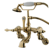 Vintage Wall Mount Tub Faucet With Hand Shower In 3" To 11" Adjustable Wall Mount Swing Arms