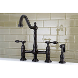 Tudor 8 Inch Center Kitchen Faucet With Brass Sprayer