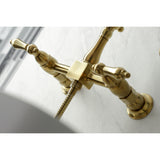 Heritage Traditional Wall Mount Bridge Kitchen Faucet with Brass Sprayer