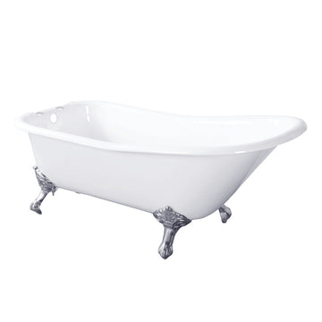 67 in. Cast Iron Clawfoot Tub with 7